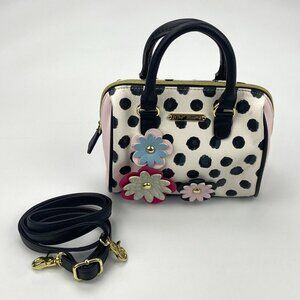 BETSEY JOHNSON Speedy Mini Bag Purse Polka Dots & Flowers w/Shoulder Strap